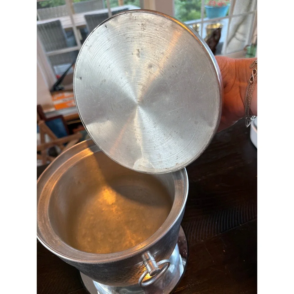 Vintage Made in Italy Hammered Aluminum Ice Bucket – Mid Century 9